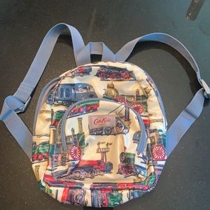 Cath Kids mini backpack, train oil cloth
